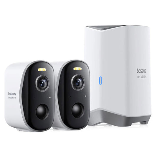 Κάμερα Παρακολούθησης Baseus N1 Plus, Wi-Fi, 2K, IP67, Εξωτερική, Σετ 2 τεμαχίων S0TW012131