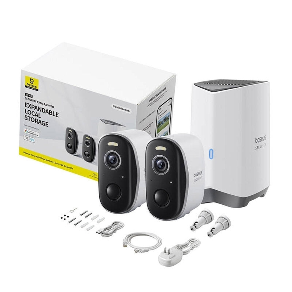 Baseus N1 Plus Surveillance Camera, Wi-Fi, 2K, IP67, Outdoor, Set of 2 pieces S0TY002131