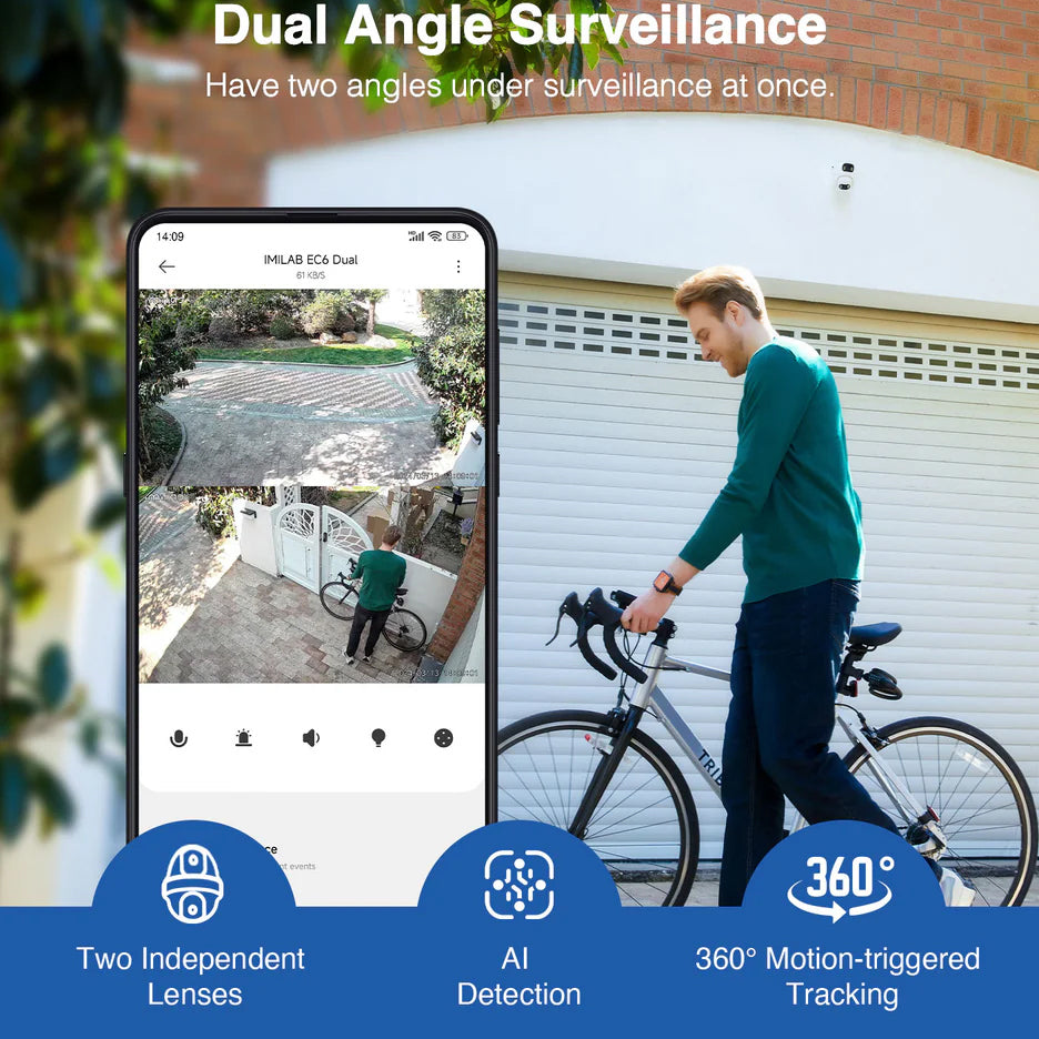 iMILAB Κάμερα παρακολούθησης iMILAB EC6 Dual, Wi-Fi, 2K, IP66, Εξωτερική CMSXJ68A 