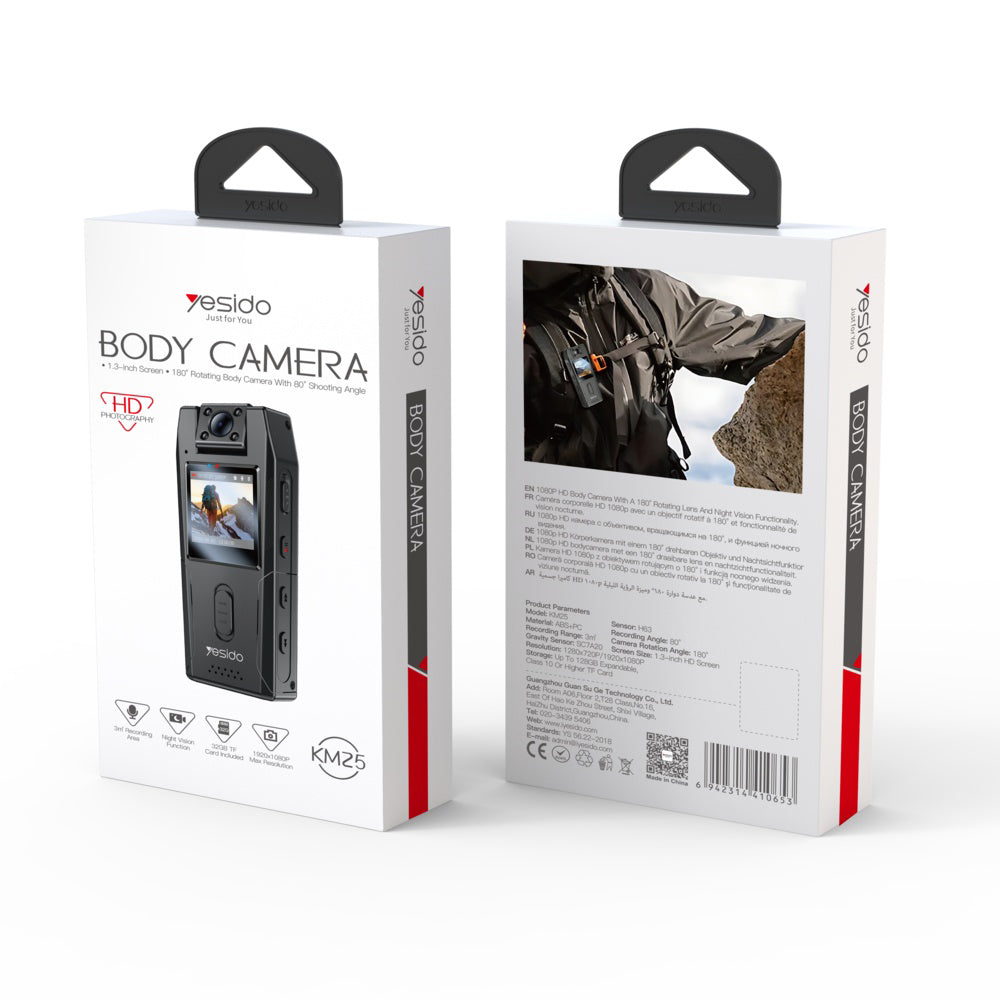 Κάμερα Αθλητική Yesido KM25, 1080P, Οθόνη 1.3 ιντσών, Μαύρη