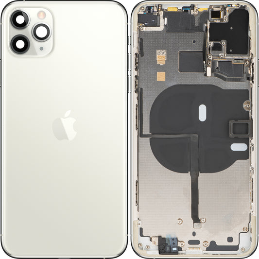 Κάλυμμα μπαταρίας Apple iPhone 11 Pro Max, με μισή θήκη, ασημί, Ανταλλαγή (Βαθμός B)