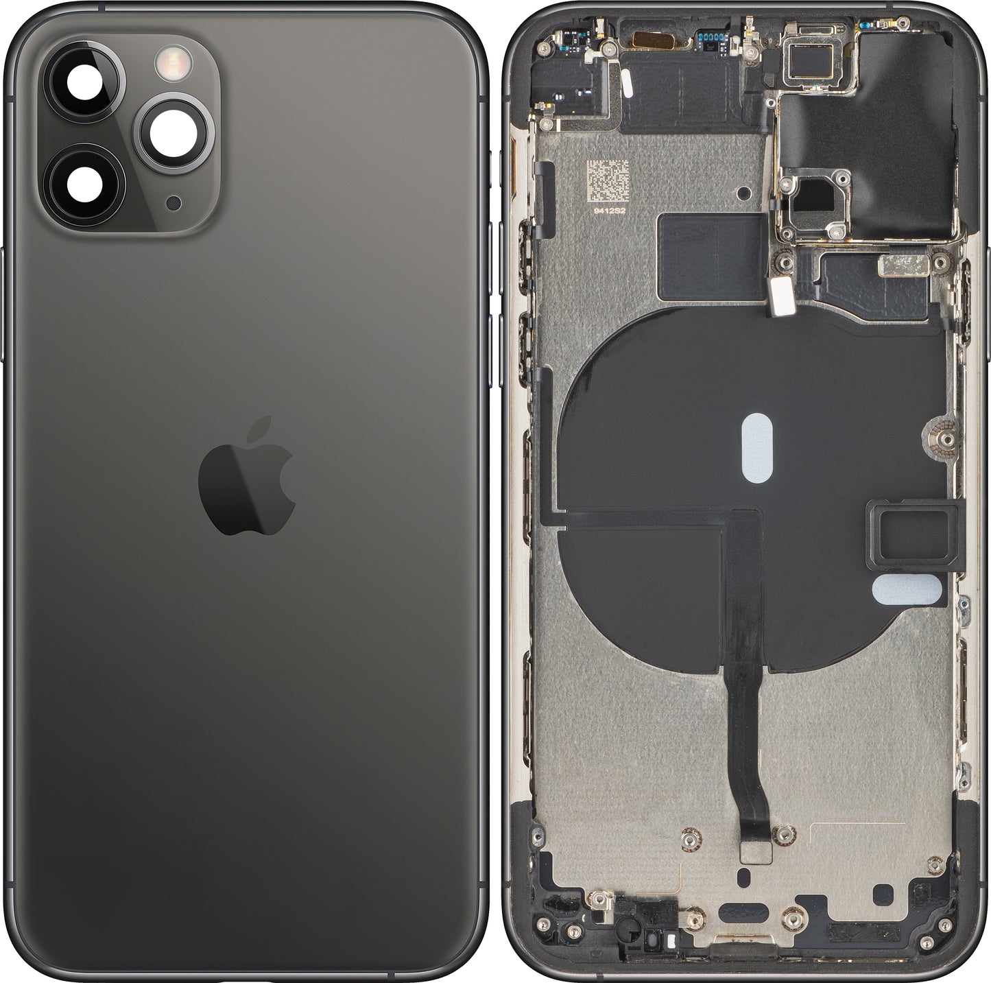 Κάλυμμα μπαταρίας Apple iPhone 11 Pro, με μισή θήκη, μαύρο (ματ διαστημικό γκρι), Ανταλλαγή (Βαθμός B)