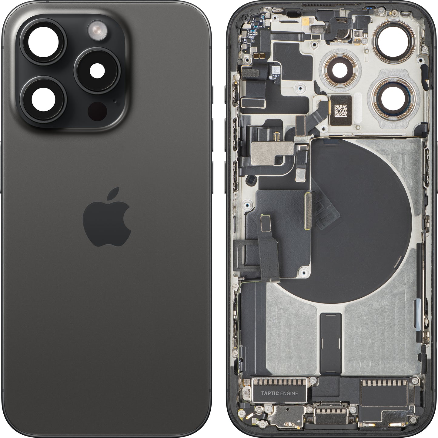 Πίσω Κάλυμμα Μπαταρίας Apple iPhone 15 Pro, Με Μεσαίο Πλαίσιο, Πλήρη Ανταλλακτικά, Μαύρο (Black Titanium), Ανταλλαγή