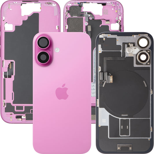Πίσω Κάλυμμα Μπαταρίας Apple iPhone 16, Με Μεσαίο Πλαίσιο, Πλήρη Ανταλλακτικά, Ροζ, Premium Ανταλλαγή