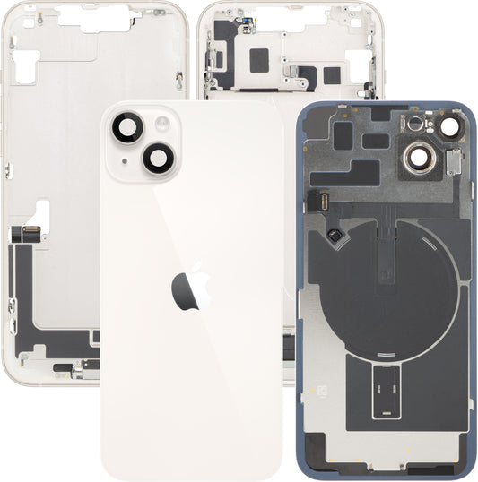 Apple iPhone 14 Plus Battery Cover, With Middle Frame, Full Parts, White (Starlight), Swap