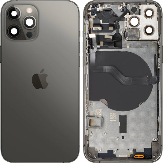 Καπάκι Μπαταρίας συμβατό με Apple iPhone 12 Pro, Με Μεσαία Θήκη, Μαύρο