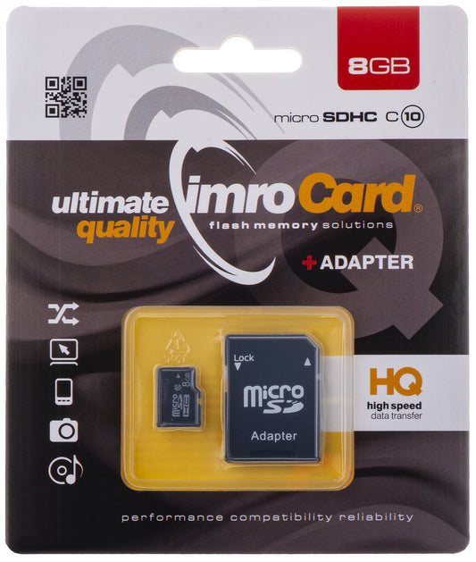 Κάρτα μνήμης microSDHC Imro, 8Gb, Class 10, με προσαρμογέα MicroSD10/8G