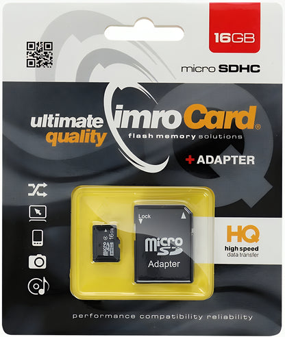 Κάρτα Μνήμης microSDHC Imro, 16Gb, Κλάση 4, Με Αντάπτορα