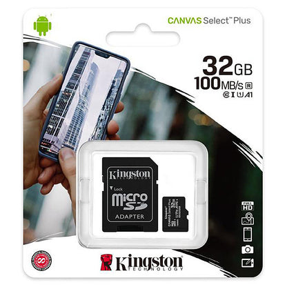 Κάρτα μνήμης microSDHC Kingston Canvas Select Plus Android A1, 32Gb, Class 10 / UHS-1 U1, με προσαρμογέα SDCS2/32GB