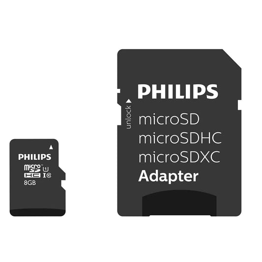 Κάρτα Μνήμης microSDHC Philips, 8Gb, Κατηγορία 10 / UHS-1 U1, Με Αντάπτορα FM08MP45B/10