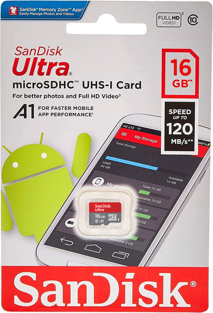 Κάρτα Μνήμης microSDHC SanDisk Ultra Android A1, 16Gb, Κλάση 10 / UHS-1 U1 SDSQUAR-016G-GN6MN