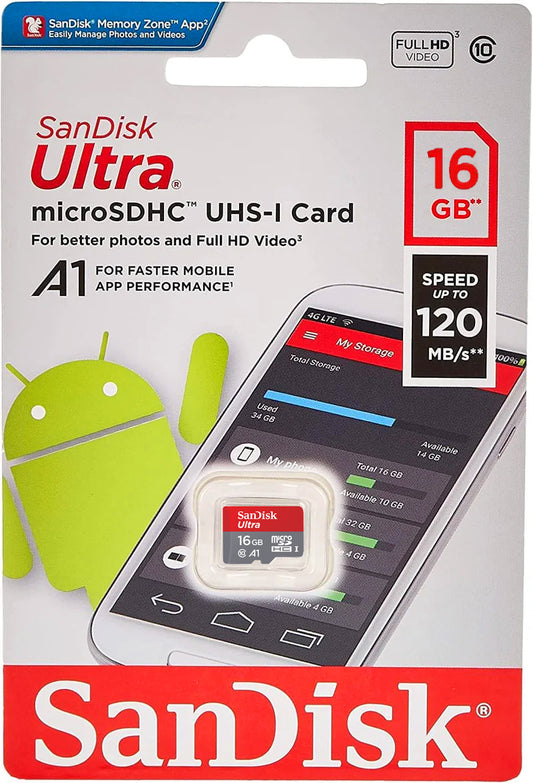Κάρτα Μνήμης microSDHC SanDisk Ultra Android A1, 16Gb, Κλάση 10 / UHS-1 U1 SDSQUAR-016G-GN6MN