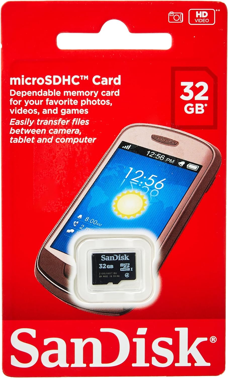 Κάρτα μνήμης SanDisk microSDHC, 32Gb, Class 4 SDSDQM-032G-B35 