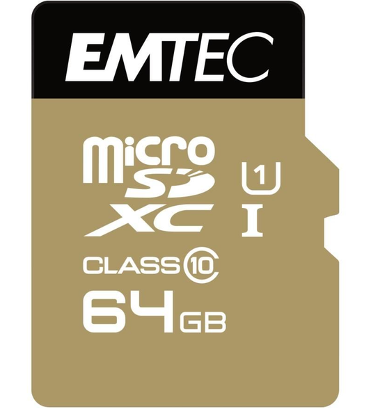 Κάρτα Μνήμης microSDXC Emtec Speedin Pro Android A1, 64Gb, Κατηγορία 10 / UHS-1 U3, Με Αντάπτορα ECMSDM64GXC