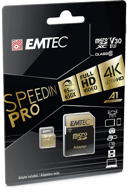Κάρτα Μνήμης microSDXC Emtec Speedin Pro Android A1, 64Gb, Κατηγορία 10 / UHS-1 U3, Με Αντάπτορα ECMSDM64GXC