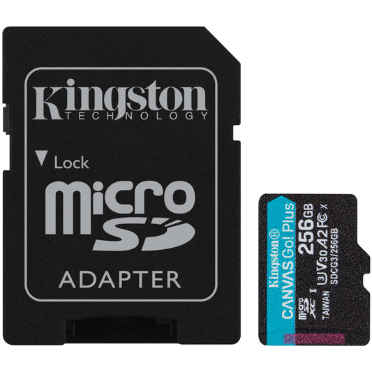 Κάρτα μνήμης microSDXC Kingston Canvas Go Plus, 256Gb, Class 10 / UHS-1 U3, με προσαρμογέα SDCG3/256GB 