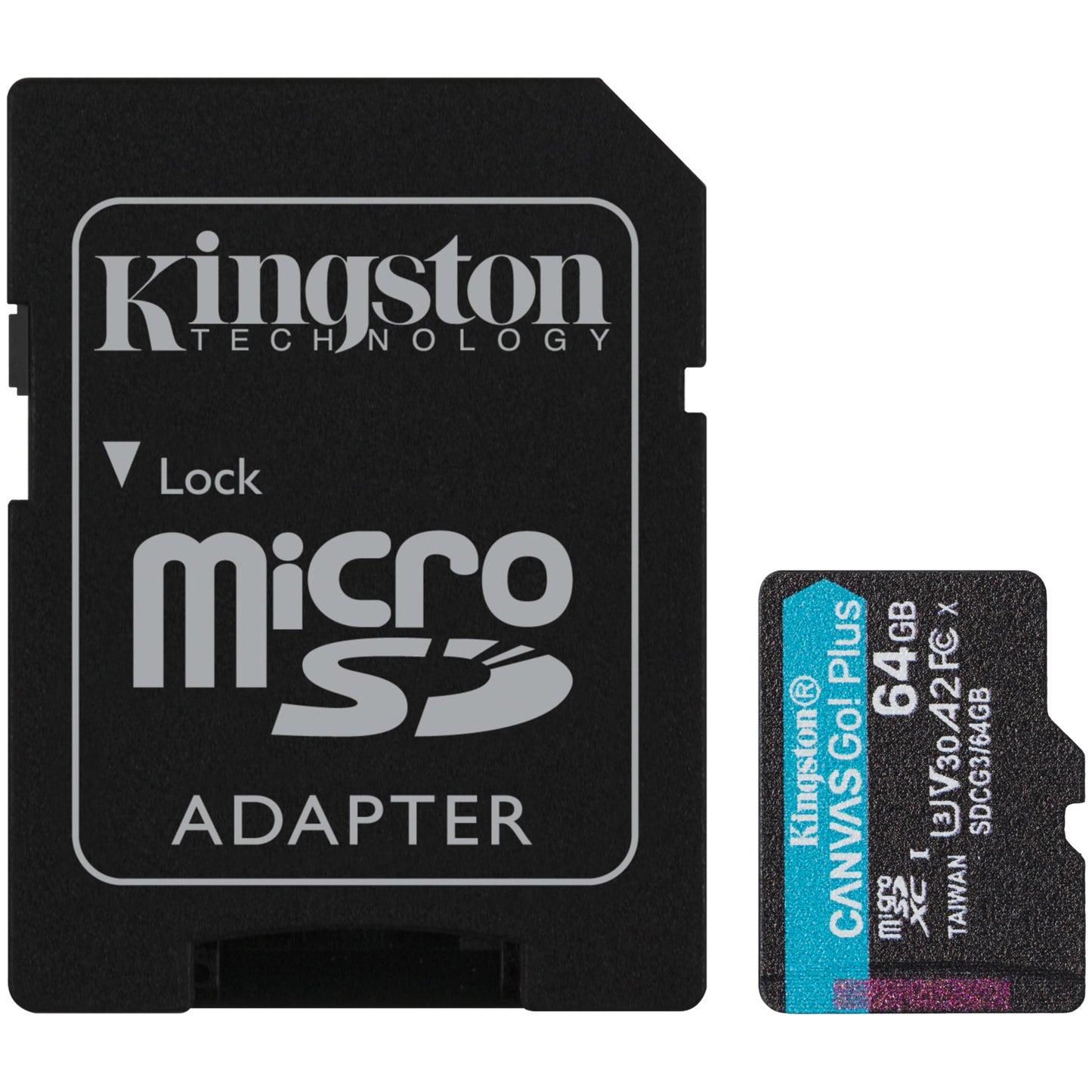 Κάρτα μνήμης Kingston Canvas Go Plus microSDXC Kingston Canvas Go Plus, 64Gb, Class 10 / UHS-1 U3, με προσαρμογέα SDCG3/64GB