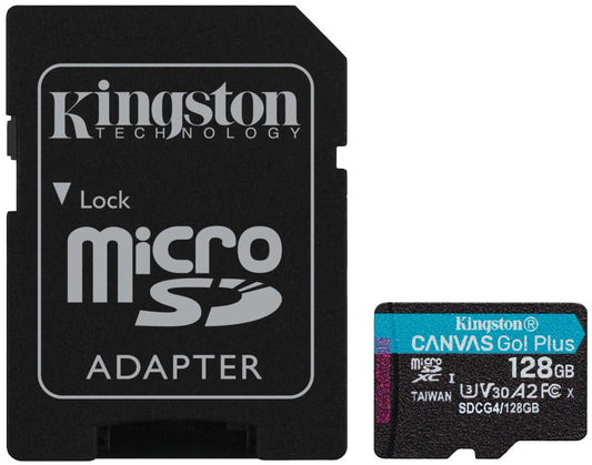 Κάρτα Μνήμης microSDXC Kingston Canvas Go Plus Android A2, 128Gb, Κλάση 10 / UHS-1 U3, Με Προσαρμογέα SDCG4/128GB