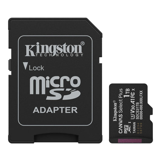 Κάρτα Μνήμης microSDXC Kingston Canvas Select Plus Android A1, 1TB, Κλάση 10 / UHS-1 U3, Με Προσαρμογέα SDCS3/1TB