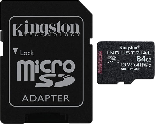 Κάρτα Μνήμης microSDXC Kingston Industrial, 64Gb, Κλάση 10 / UHS-1 U3, Με Προσαρμογέα SDCIT2/64GB