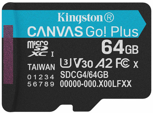 Κάρτα Μνήμης microSDXC Kingston Canvas Go Plus Android A2, 64Gb, Κλάση 10 / UHS-1 U3 SDCG4/64GBSP