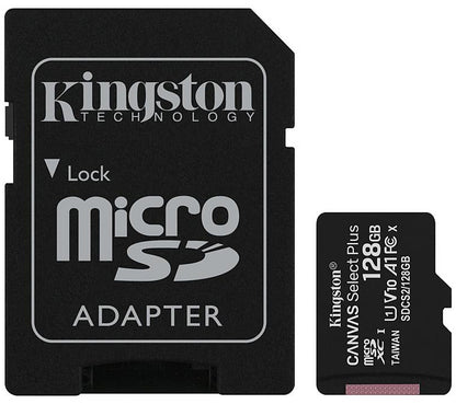 Κάρτα μνήμης Kingston Canvas Select Plus Android A1 microSDXC Kingston Canvas Select Plus Android A1, 128Gb, Class 10 / UHS-1 U1, με προσαρμογέα SDCS2/128GB