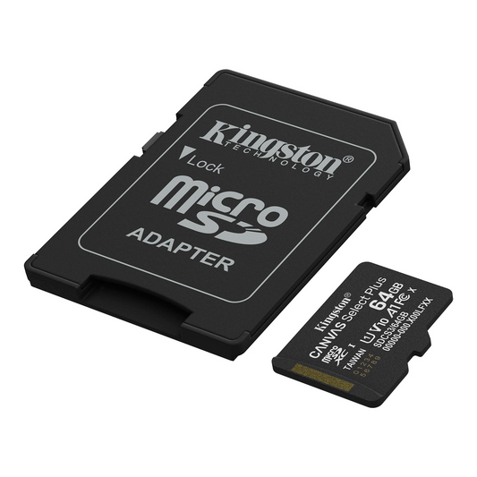 Κάρτα Μνήμης microSDXC Kingston Canvas Select Plus Android A1, 64Gb, Κλάση 10 / UHS-1 U1, Με Προσαρμογέα SDCS3/64GB
