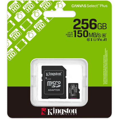 Κάρτα Μνήμης microSDXC Kingston Canvas Select Plus Android A1, 256Gb, Κλάση 10 / UHS-1 U1, Με Αντάπτορα SDCS3/256GB