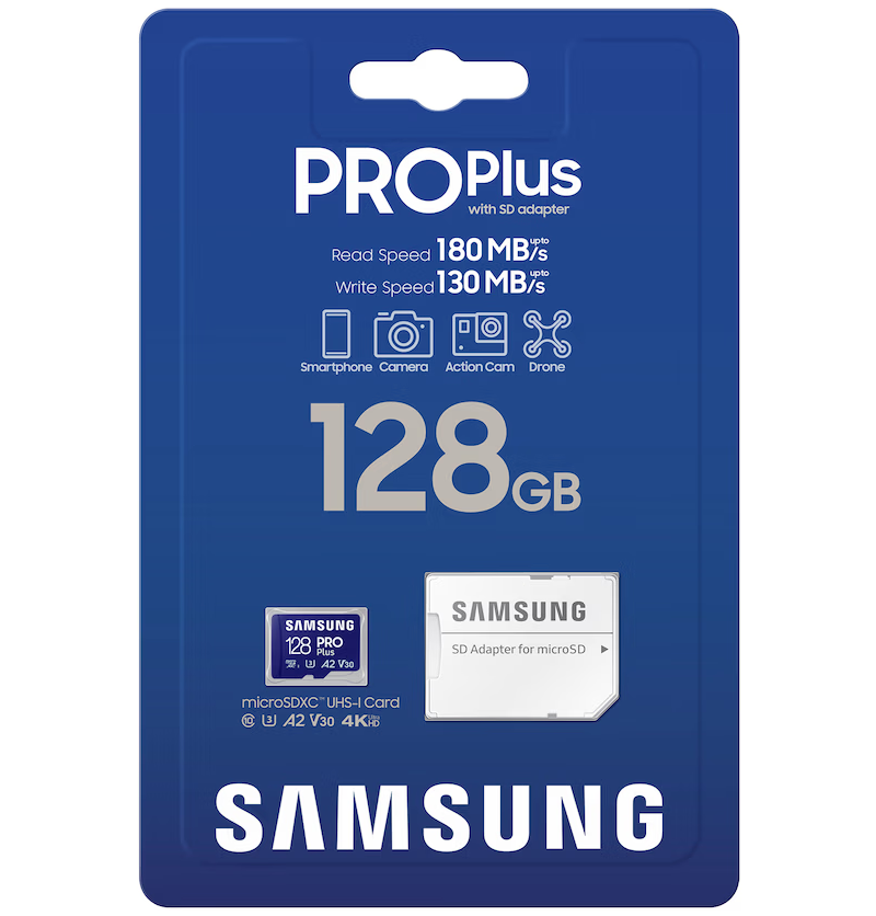 Κάρτα Μνήμης microSDXC Samsung PRO Plus, 128Gb, Κλάση 10 / UHS-1 U3, Με Αντάπτορα MB-MD128SA/EU