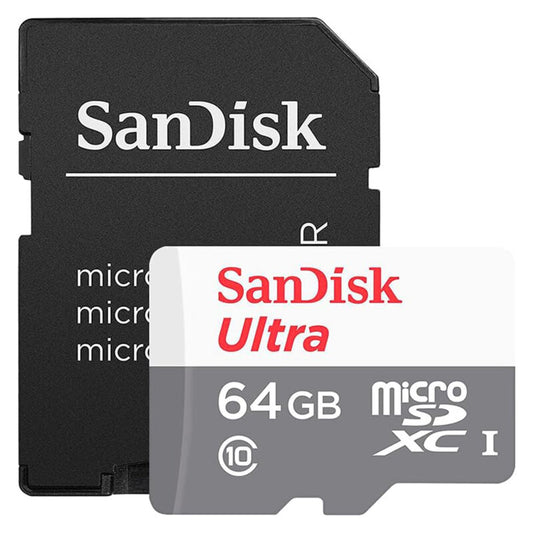 Κάρτα Μνήμης microSDXC SanDisk Ultra, 64Gb, Κλάση 10, Με Προσαρμογέα SDSQUNR-064G-GN6TA