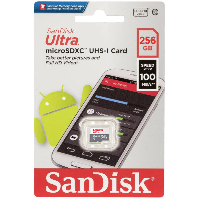 Κάρτα Μνήμης microSDXC SanDisk Ultra, 256Gb, Κλάση 10 SDSQUNR-256G-GN3MN
