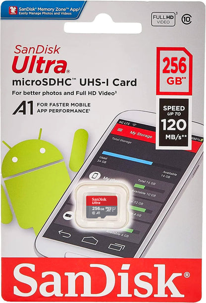Κάρτα Μνήμης microSDXC SanDisk Ultra Android A1, 256Gb, Κλάση 10 / UHS-1 U1 SDSQUAC-256G-GN6MN