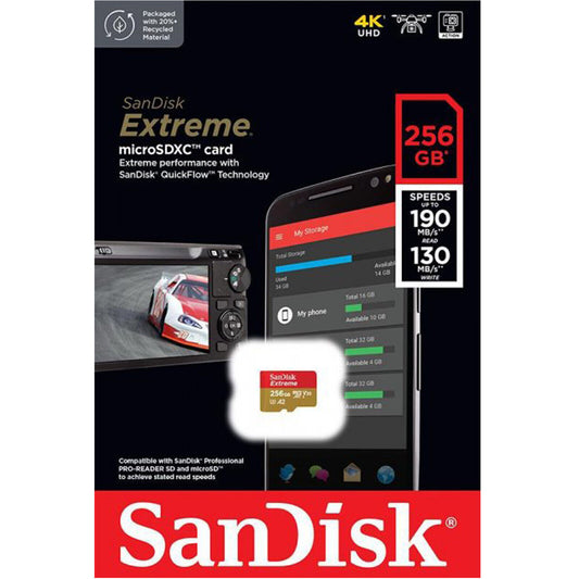 Κάρτα Μνήμης microSDXC SanDisk Extreme, 256Gb, Κλάση 10 / UHS-1 U3 SDSQXAV-256G-GN6MN
