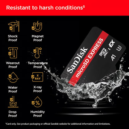 Κάρτα Μνήμης microSDXC SanDisk Express, 256Gb, Κλάση 10 / UHS-1 U3 SDSQXFN-256G-GN4NN