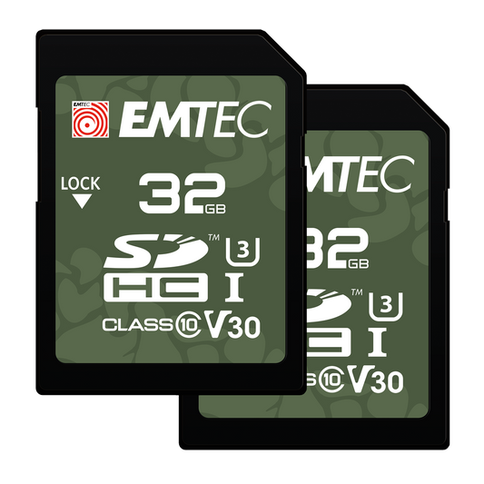 Κάρτα Μνήμης SDHC Emtec Rugged Outdoor, 32Gb, Κλάση 10 / UHS-1 U3, Σετ 2 τεμαχίων ECMSD32GHC10ORP2