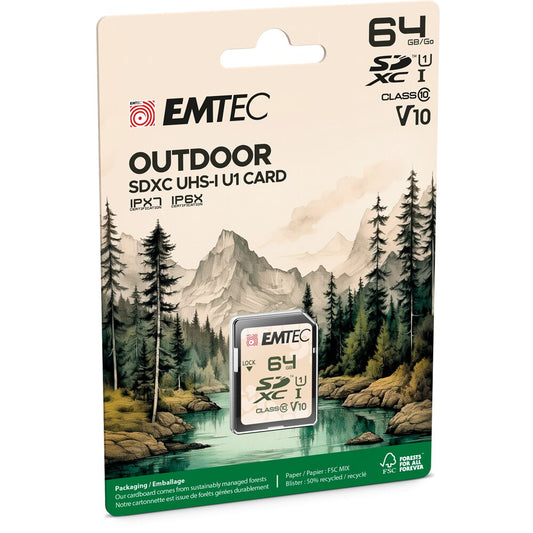 Κάρτα Μνήμης SDHC Emtec Outdoor, 64Gb, Κλάση 10 / UHS-1 U1 ECMSD64GXCU1OR