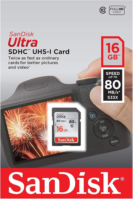 Κάρτα Μνήμης SDHC SanDisk Ultra, 16Gb, Κατηγορία 10 SDSDUNC-016G-GN6IN