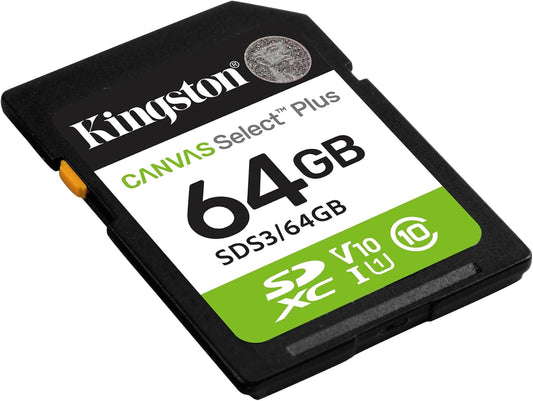 Κάρτα Μνήμης SDXC Kingston Canvas Select Plus, 64Gb, Κλάση 10 / UHS-1 U1 SDS3/64GB