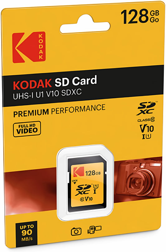 Κάρτα Μνήμης SDXC Kodak Premium Performance, 128Gb, Κατηγορία 10 / UHS-1 U1 EKMSD128GXC10K