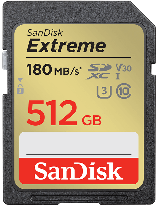 Κάρτα Μνήμης SDXC SanDisk Extreme, 512Gb, Κατηγορία 10 / UHS-1 U3 SDSDXVV-512G-GNCIN