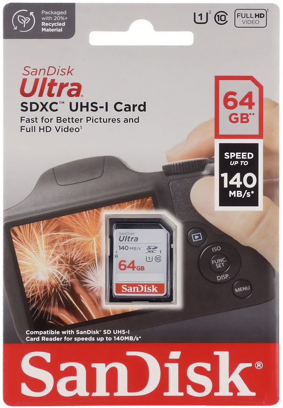 Κάρτα Μνήμης SDXC SanDisk Ultra, 64Gb, Κλάση 10 / UHS-1 U1 SDSDUNB-064G-GN6IN