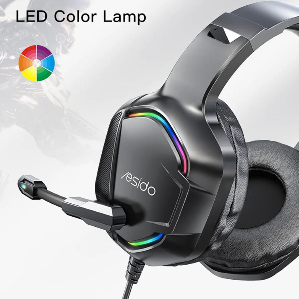 Ακουστικά Gaming 3.5mm Yesido EK01, RGB, 1.2m, Μαύρα