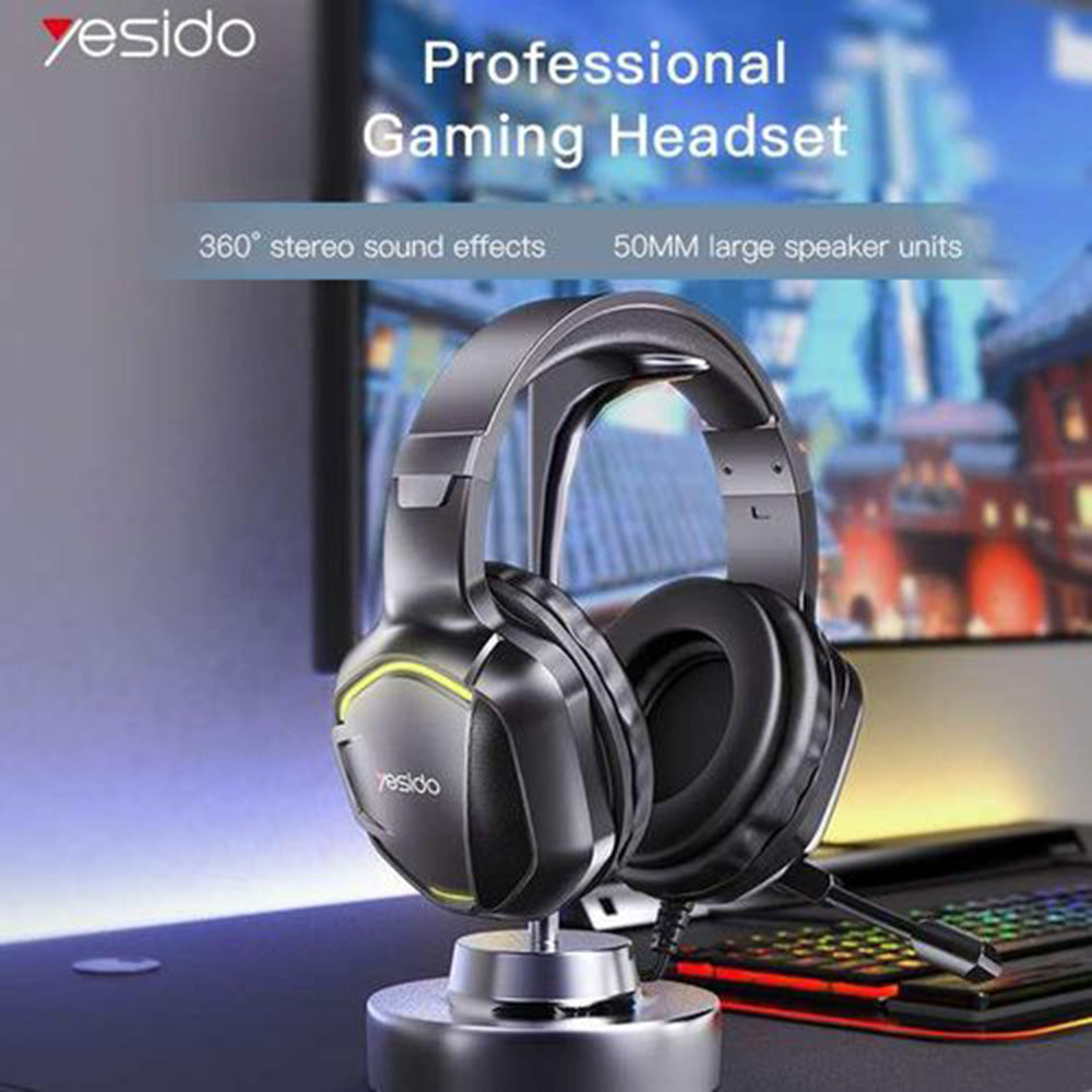Ακουστικά Gaming 3.5mm Yesido EK01, RGB, 1.2m, Μαύρα