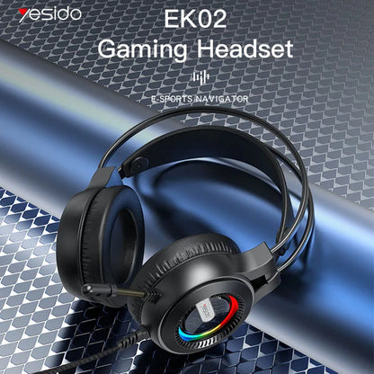 Ακουστικά Gaming 3.5mm Yesido EK02, RGB, 2.2m, Μαύρα
