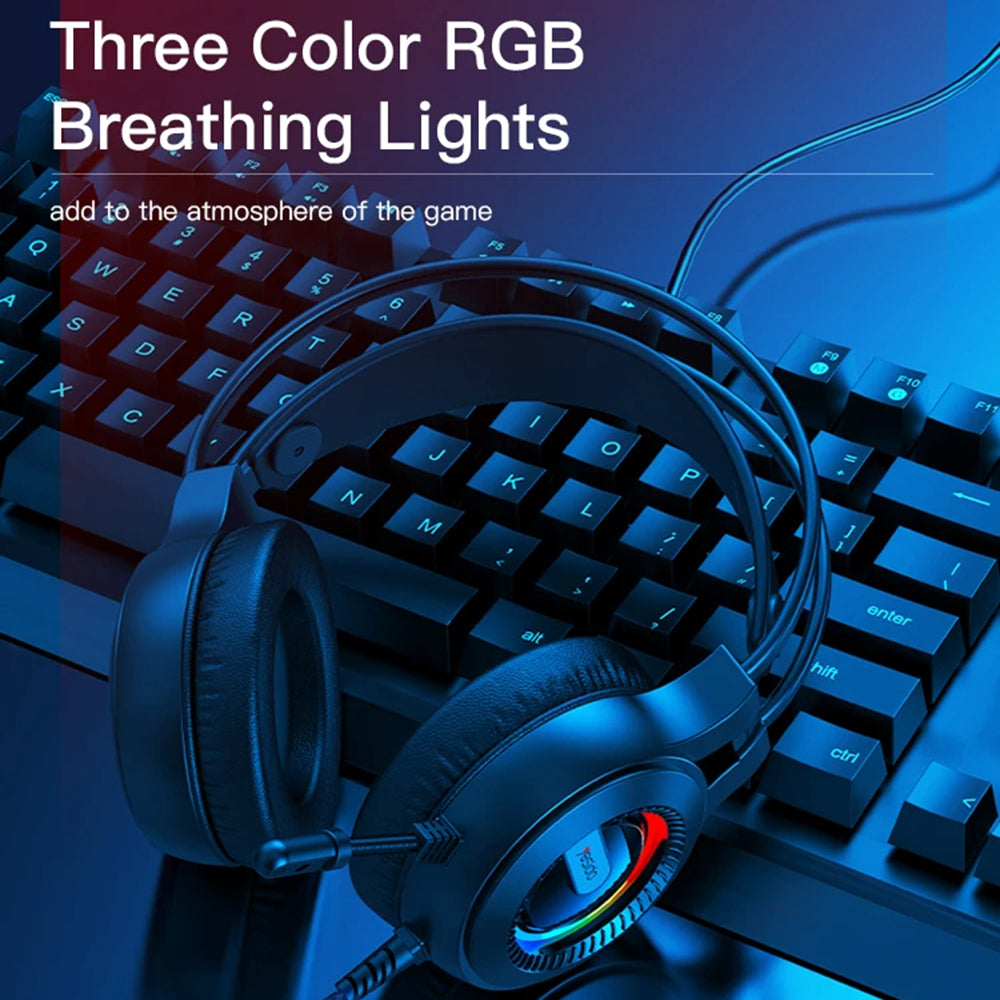 Ακουστικά Gaming 3.5mm Yesido EK02, RGB, 2.2m, Μαύρα