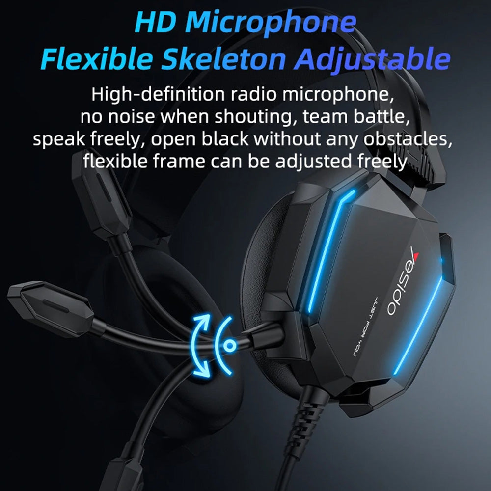 Ακουστικά Gaming 3.5mm Yesido EK03, RGB, 2m, Μαύρα