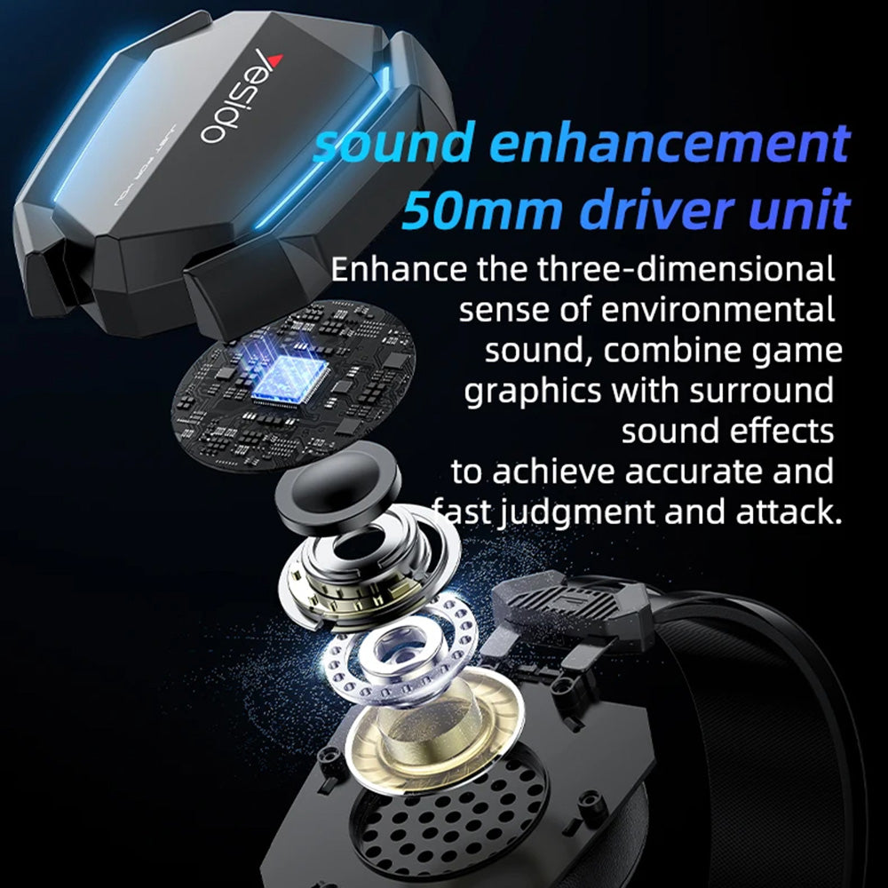 Ακουστικά Gaming 3.5mm Yesido EK03, RGB, 2m, Μαύρα