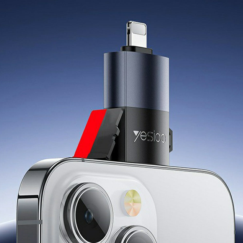 Αναγνώστης Κάρτας Lightning Yesido GS38, microSD, Γκρι, Επανασφραγισμένο