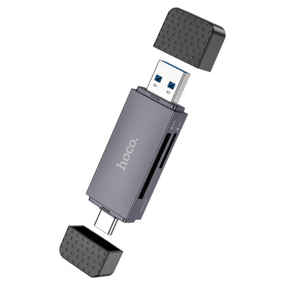 Αναγνώστης Καρτών USB 3.0 / USB-C HOCO HB45, SD - microSD, Γκρι