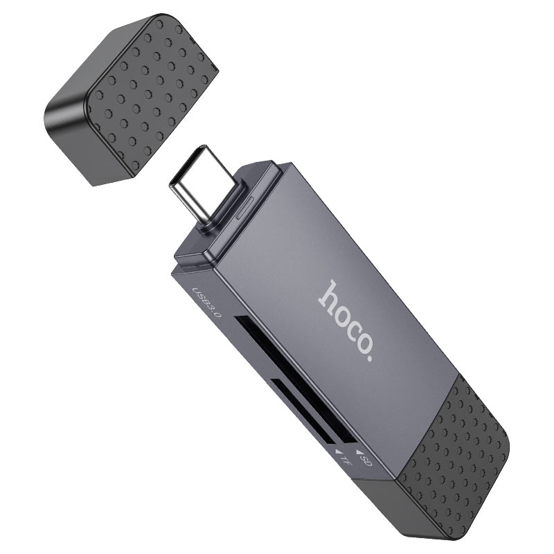 Αναγνώστης Καρτών USB 3.0 / USB-C HOCO HB45, SD - microSD, Γκρι